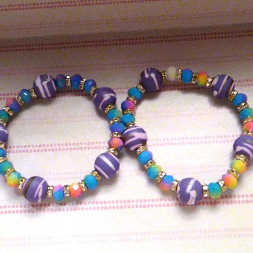 Purple Rainbow Crystal Bracelet Set🌈 adult or kid